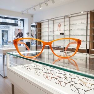 Fendi Orange Amber Translucent Eyeglasses Frames F1002 Italy Designer Glasses